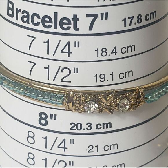 Set Of 4 Bangle Bracelets Beads Crystals & Engraved Messages Words Phrases - Picture 5 of 6